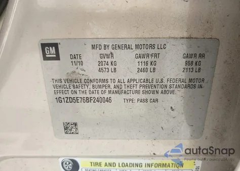 2011 Chevrolet Malibu 2Lt from USA, damaged, VIN 1G1ZD5E76BF240046